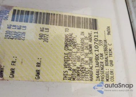 2013 Nissan Altima 2.5 Sl from USA, damaged, VIN 1N4AL3AP8DC107011